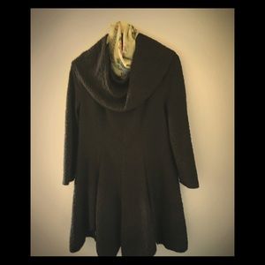 Mini fall dress-brown and black print, cowl neck